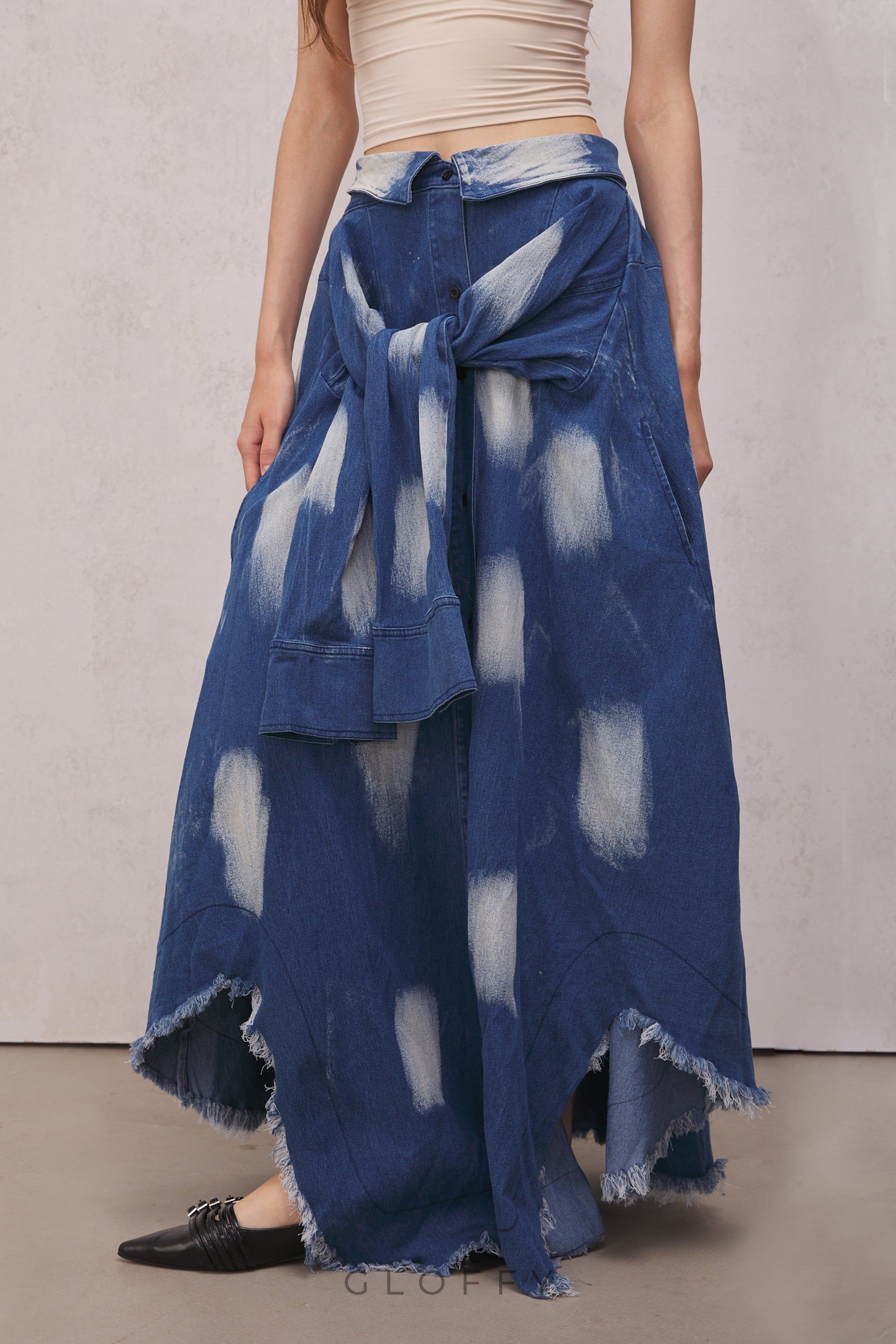 Lara Tie-Dye Bağcıklı Maxi Etek