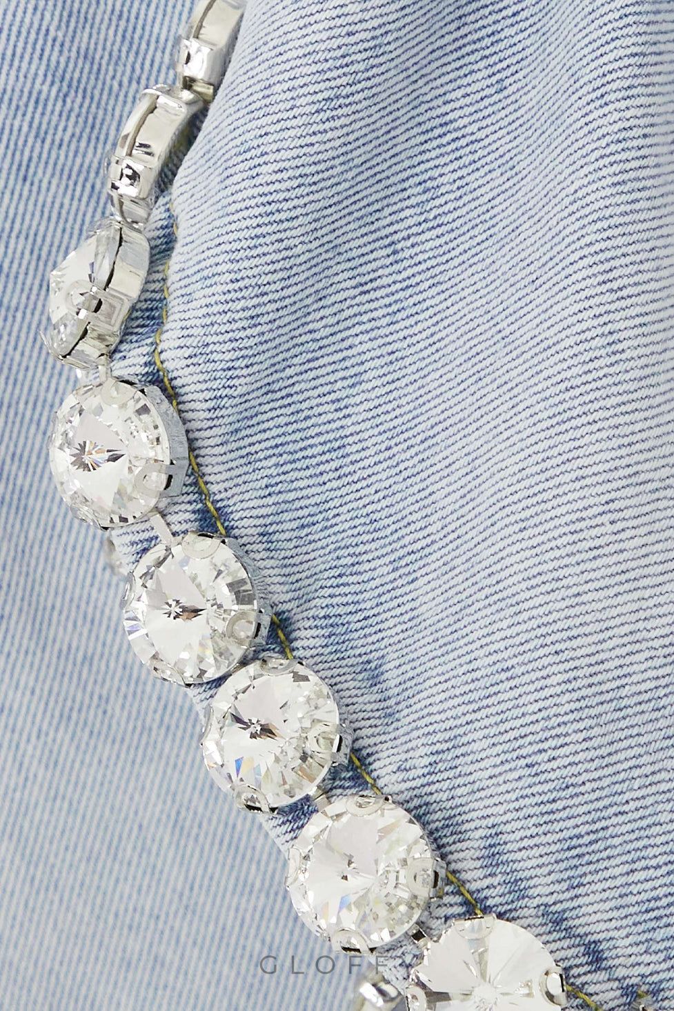 Maya Kristal Süslemeli Denim Etek