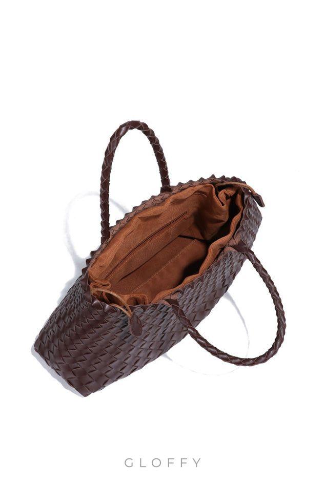 Aveline Örgü Detaylı Büyük Hakiki Deri Çanta