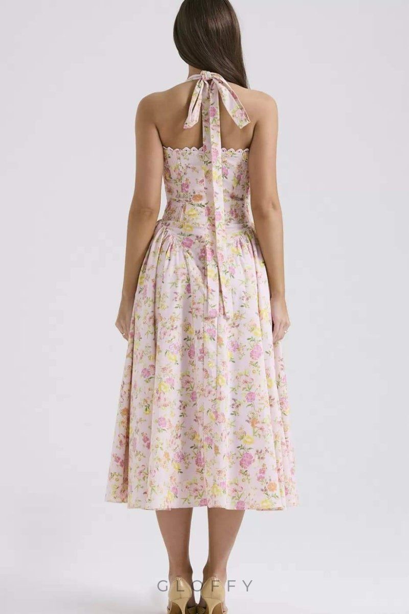 Abigail Halter Yaka Korse Midi Elbise