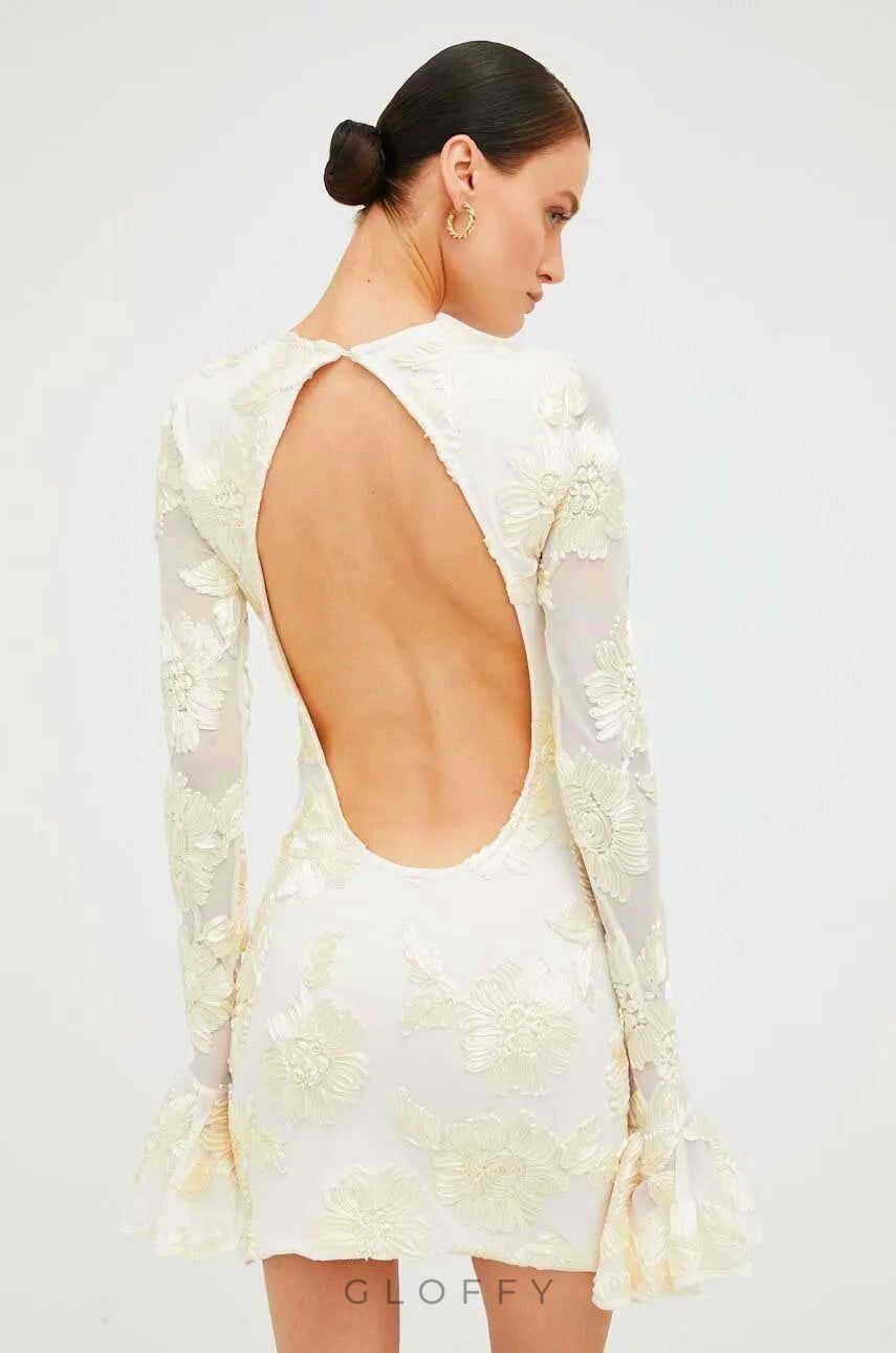 Aurora İşlemeli Sırtı Açık File Mini Elbise