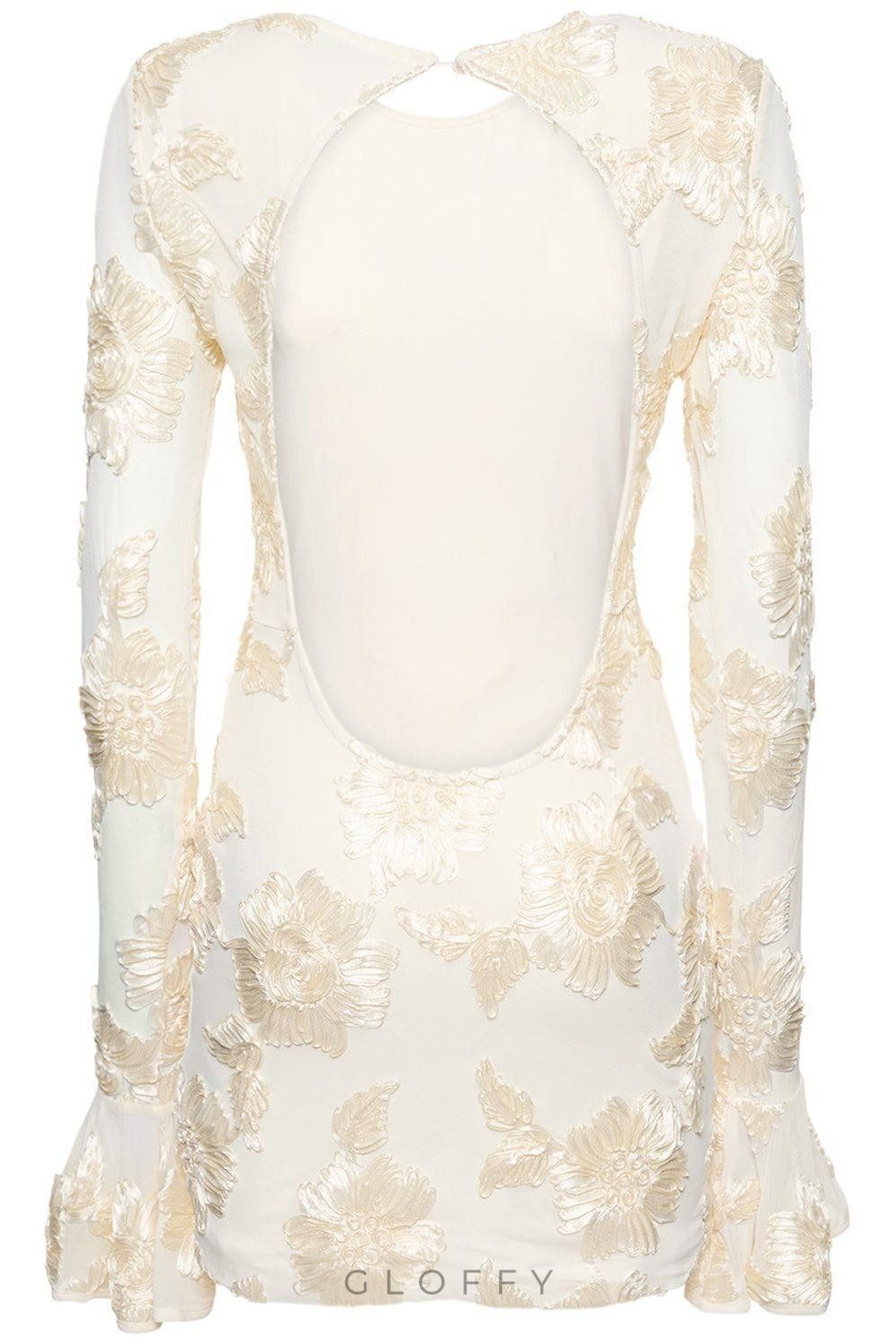 Aurora İşlemeli Sırtı Açık File Mini Elbise