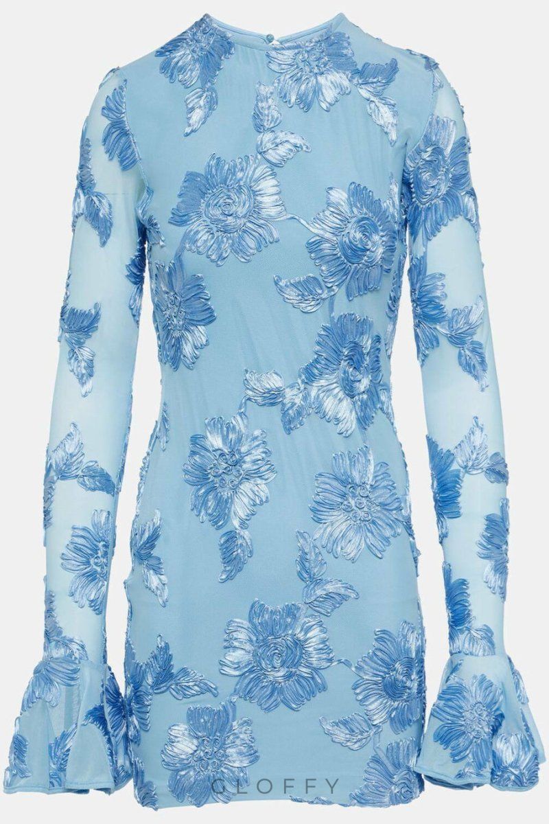 Aurora İşlemeli Sırtı Açık File Mini Elbise