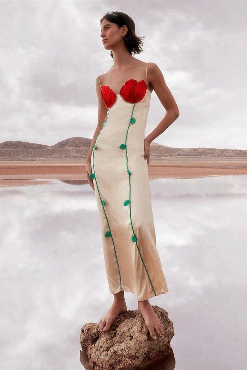 Belle Rose Detaylı Maxi Elbise