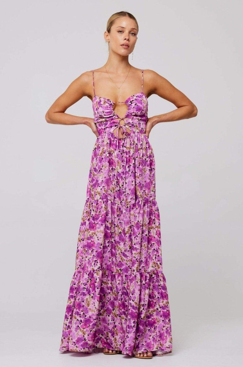 Beverly Baskılı Kesikli Maxi Elbise