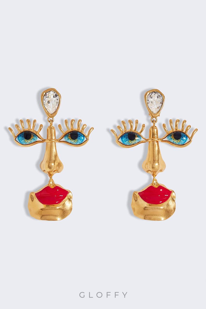 Nazar Boncuğu Retro Yüz Küpe