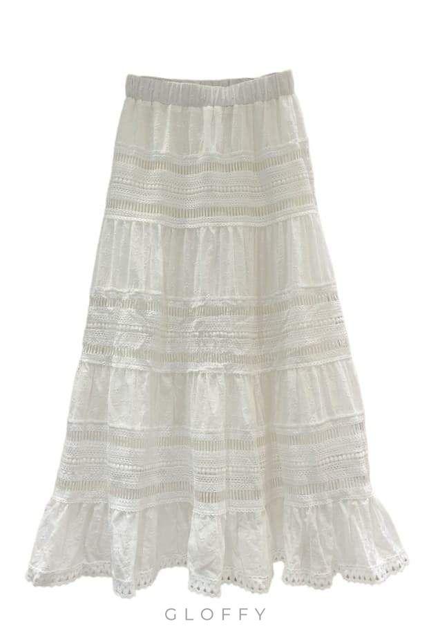 Ellie Floral Dantel Kenarlı Midi Etek