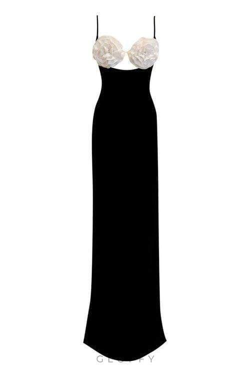 Emily Çiçek Detaylı Slip Maxi Elbise