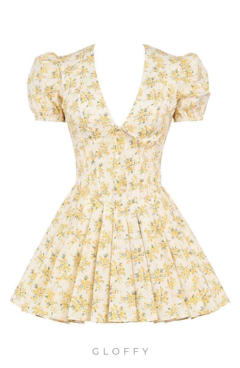 Emily Çiçekli Korse Mini Elbise