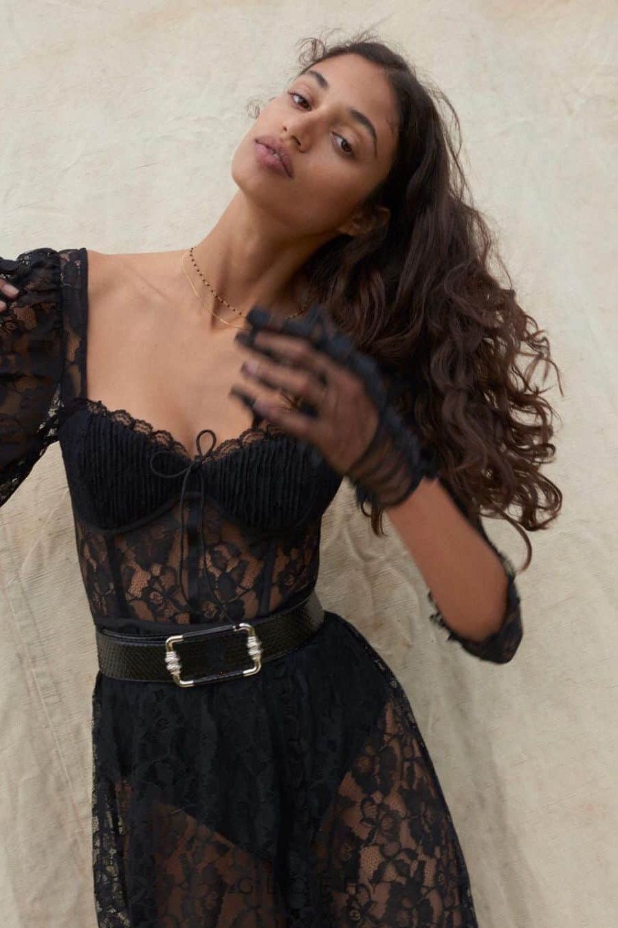 Esther Sweetheart Dantel Maxi Elbise