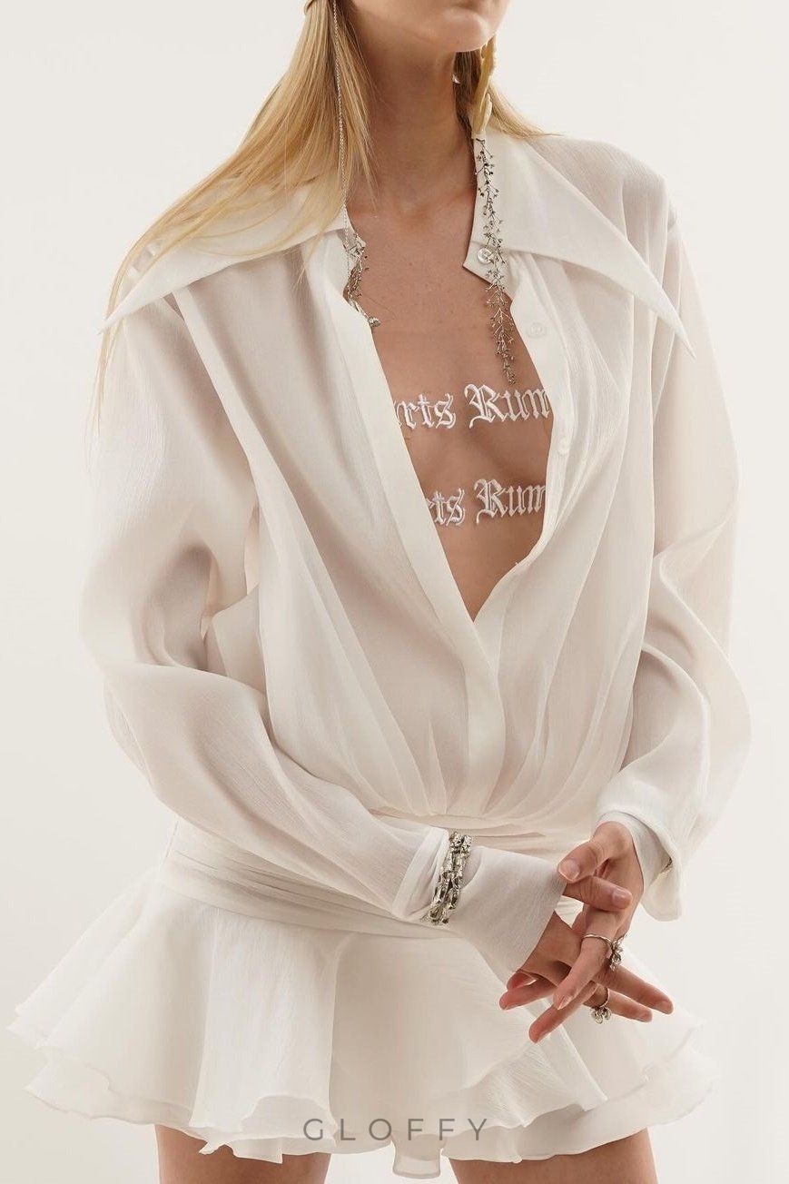 Felicia Şifon Mini Gömlek Elbise