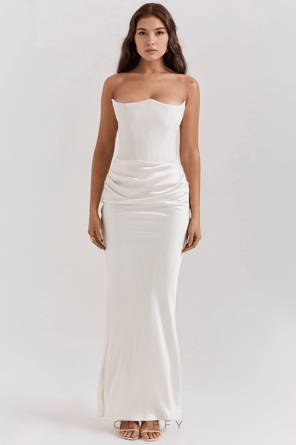 Zaymira Straplez Drape Detaylı Maxi Elbise