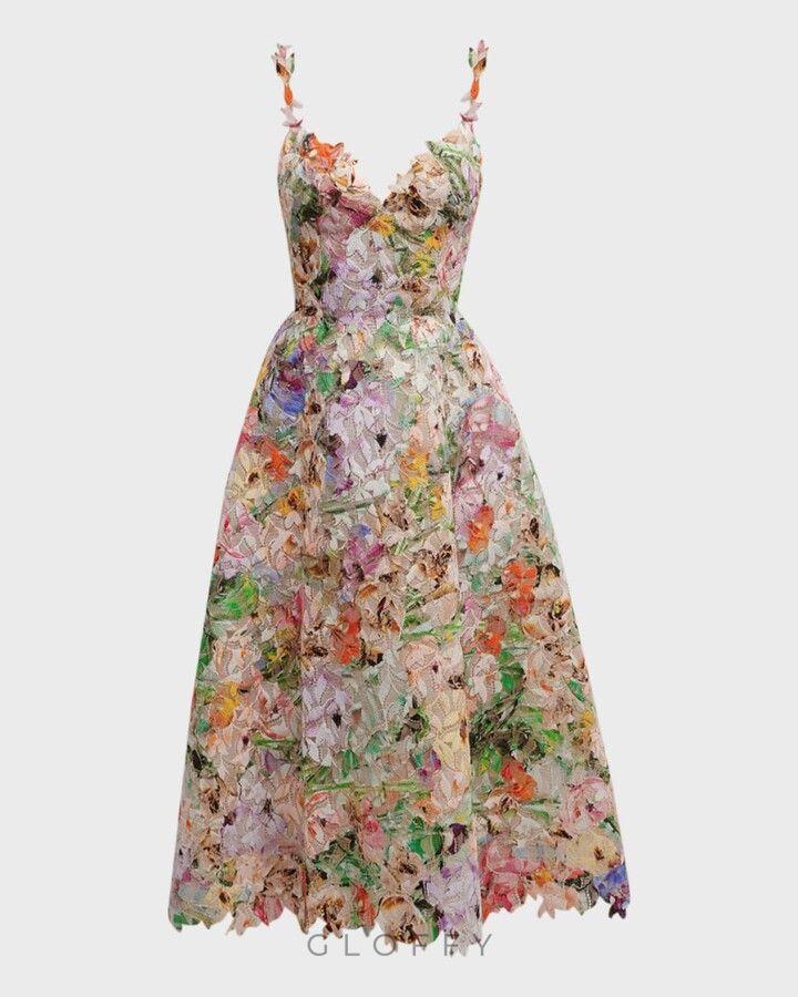 Viola Dantel İşlemeli Midi Elbise