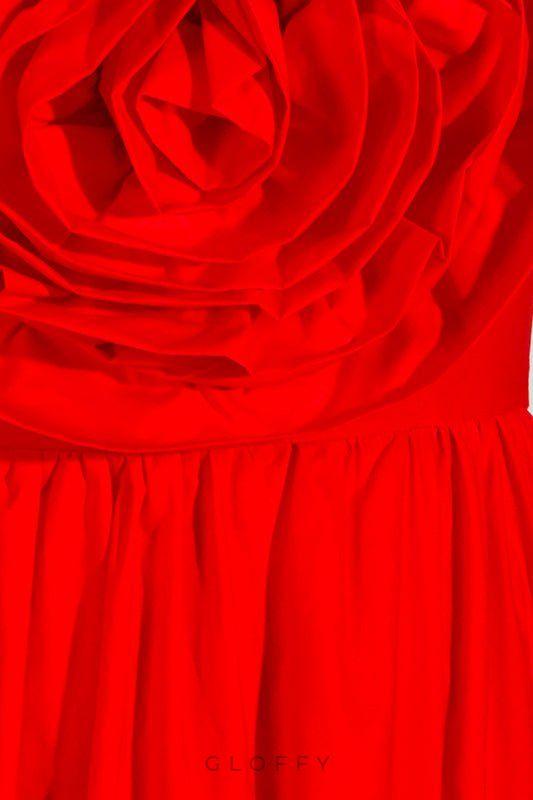 Frederica Flower Straplez Uzun Elbise