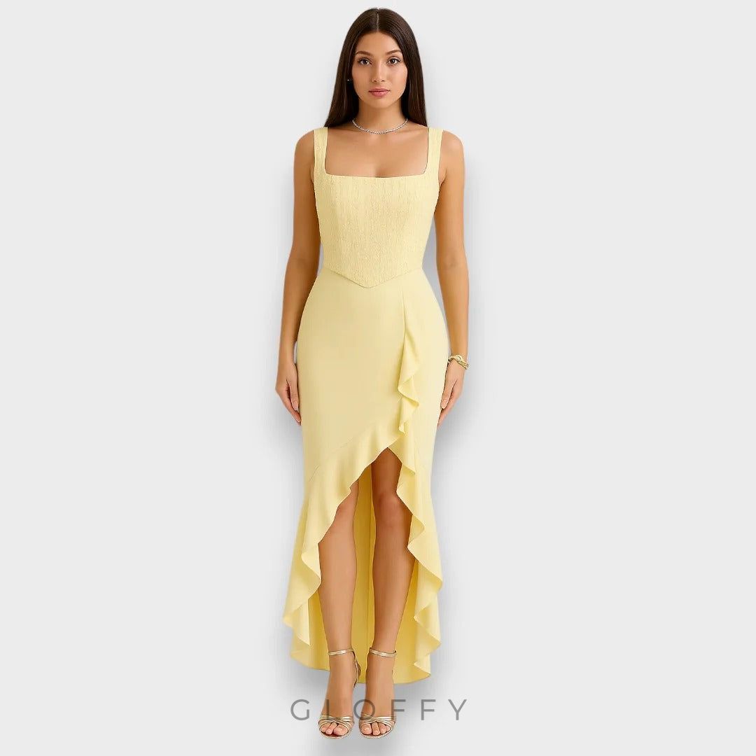 Celestine Payetli Fırfır Maxi Elbise