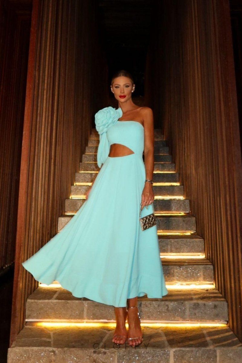 Maribelle Çiçek Form Kesimli Midi Elbise