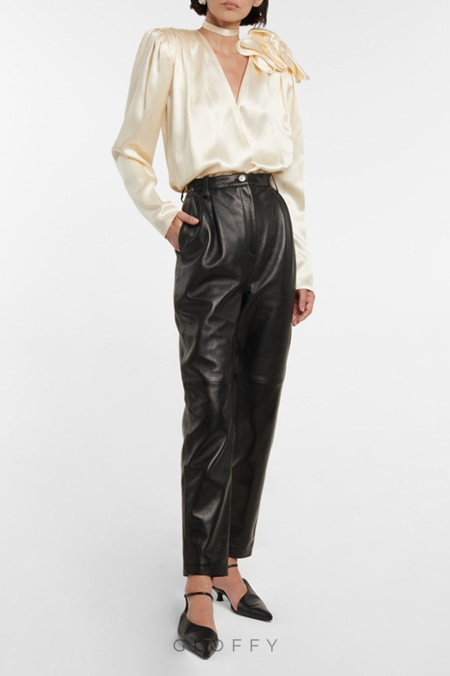 Lorraine Çiçek Saten Uçuşan Bluz