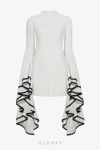 Maxine Kontrast Rüs Kol Mini Elbise