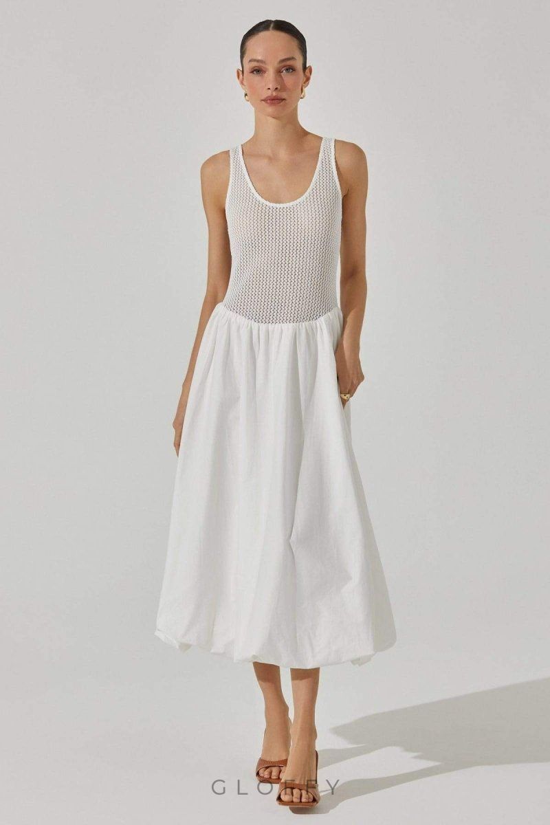 Novia Kontrast Kolsuz Midi Elbise