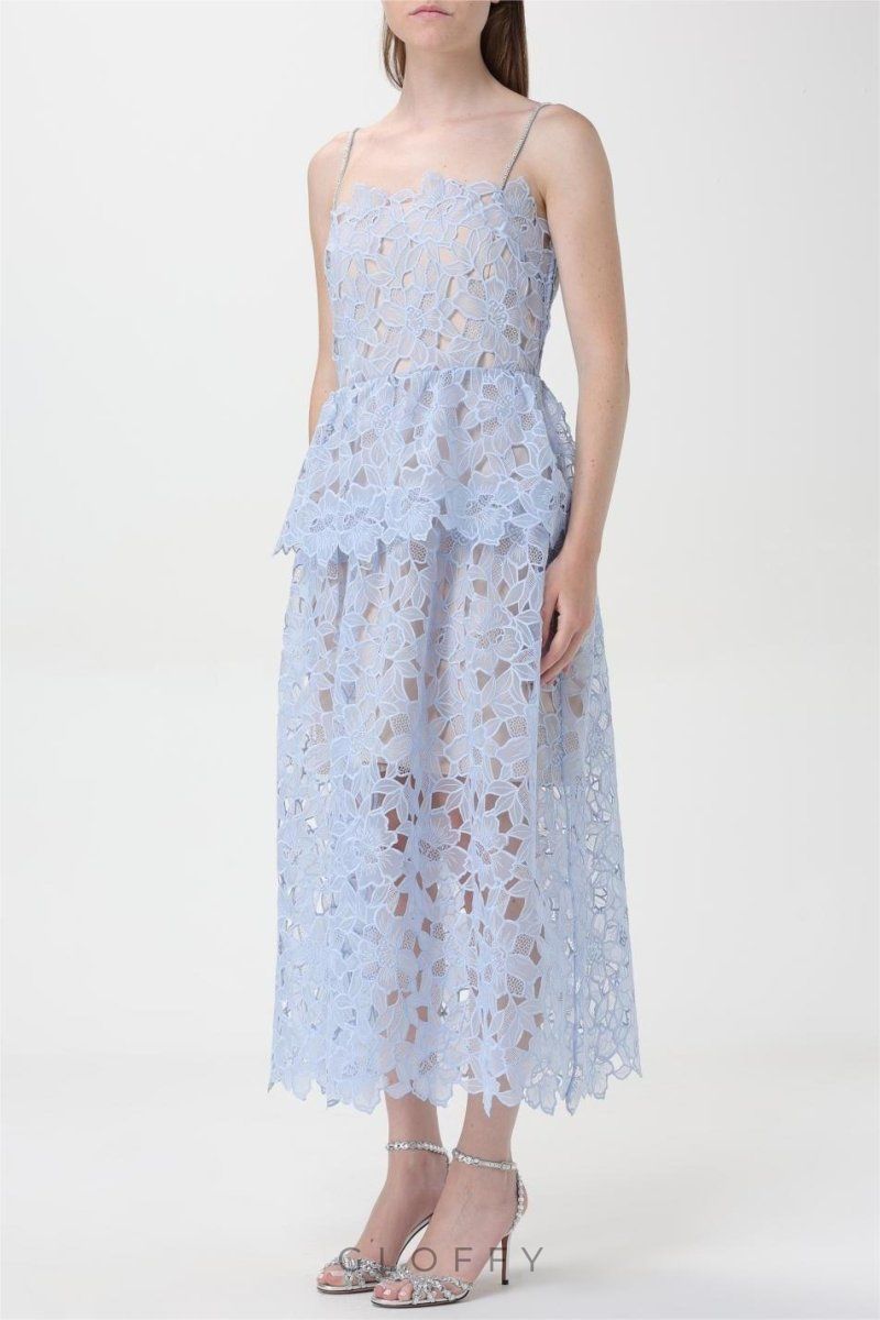 Ophelia Dantel Katmanlı Askılı Midi Elbise