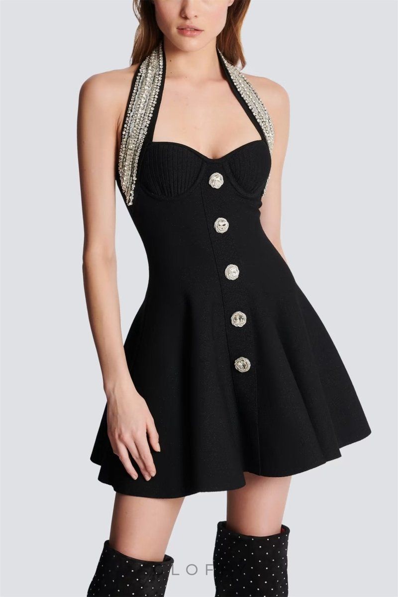 Patricia Kristal Taşlı Mini Elbise