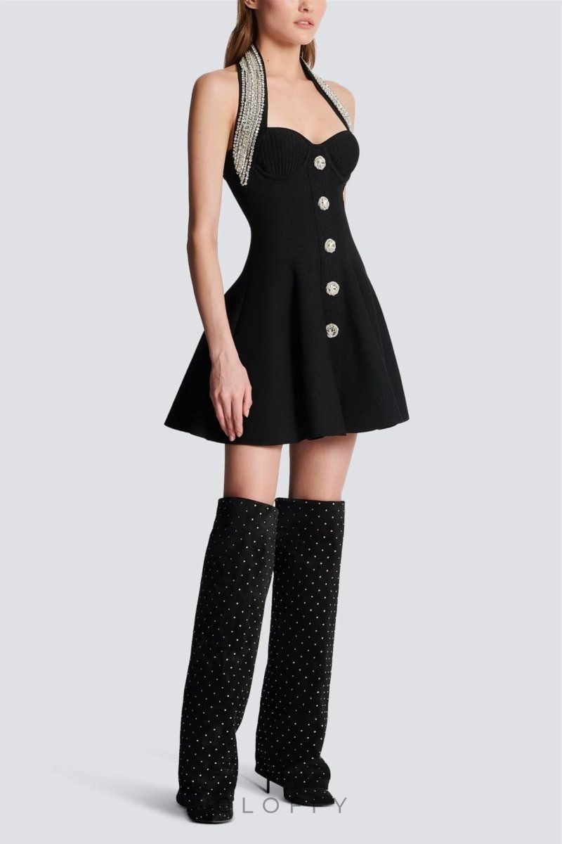 Patricia Kristal Taşlı Mini Elbise