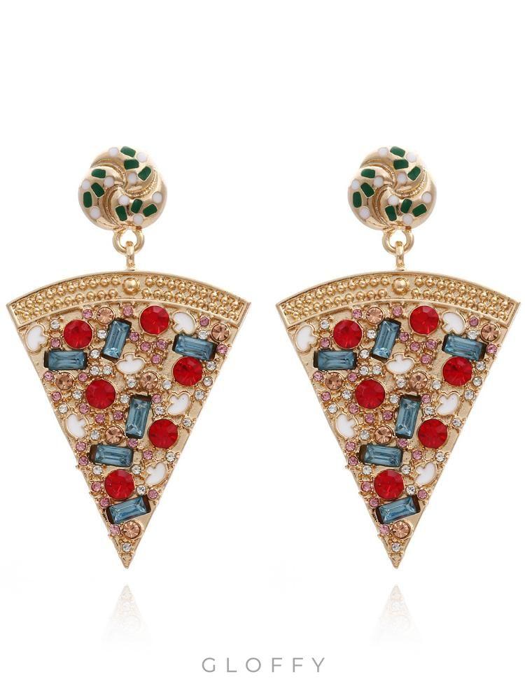 Pizza Pırlanta Damla Küpeler