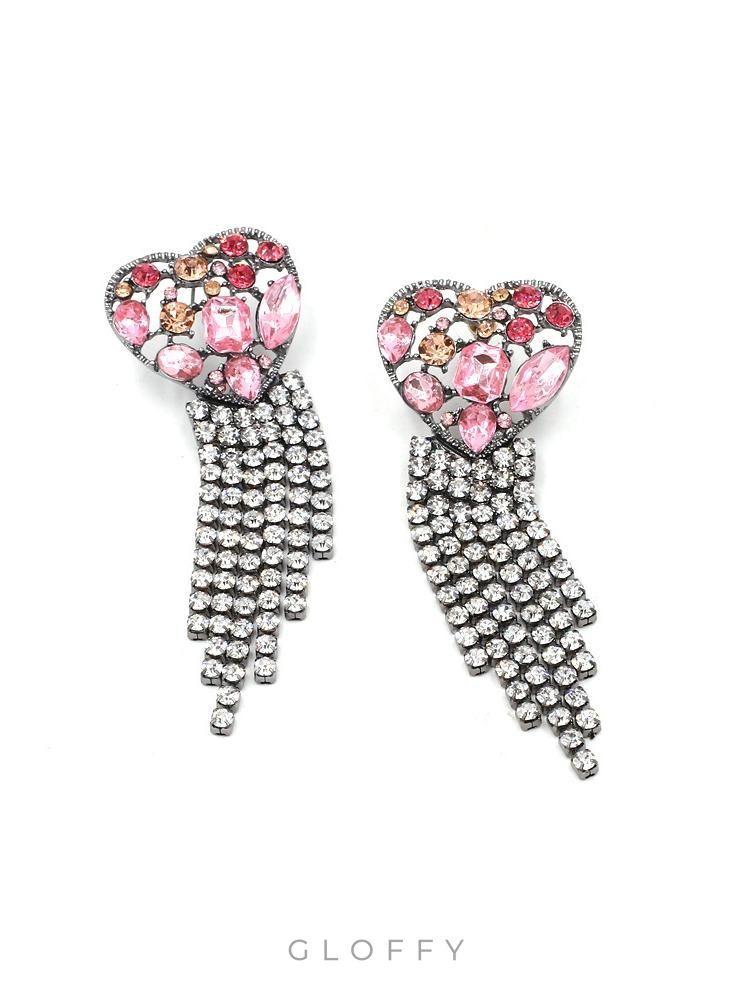 Puzzle Kalp Püsküllü Küpe