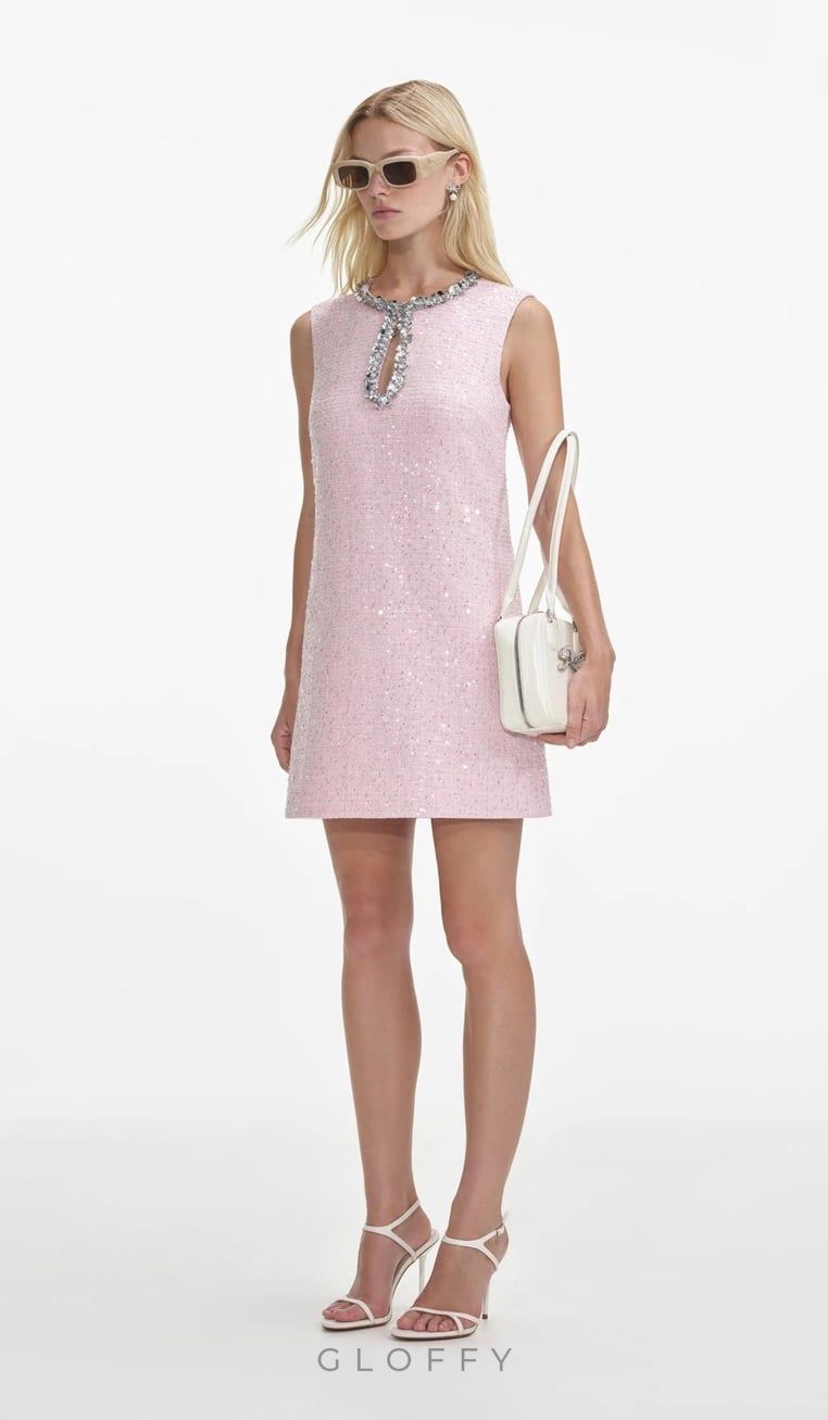 Celeste Payetli Tüvit Mini Elbise