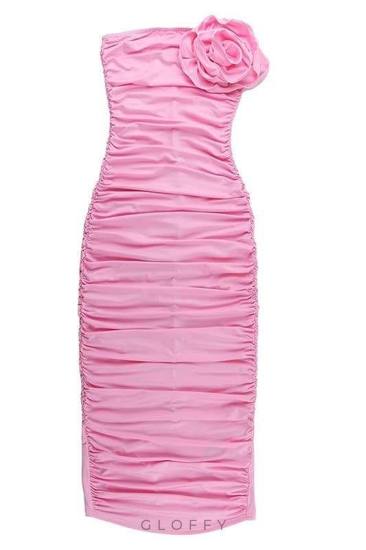 Tina Çiçek Straplez Midi Elbise