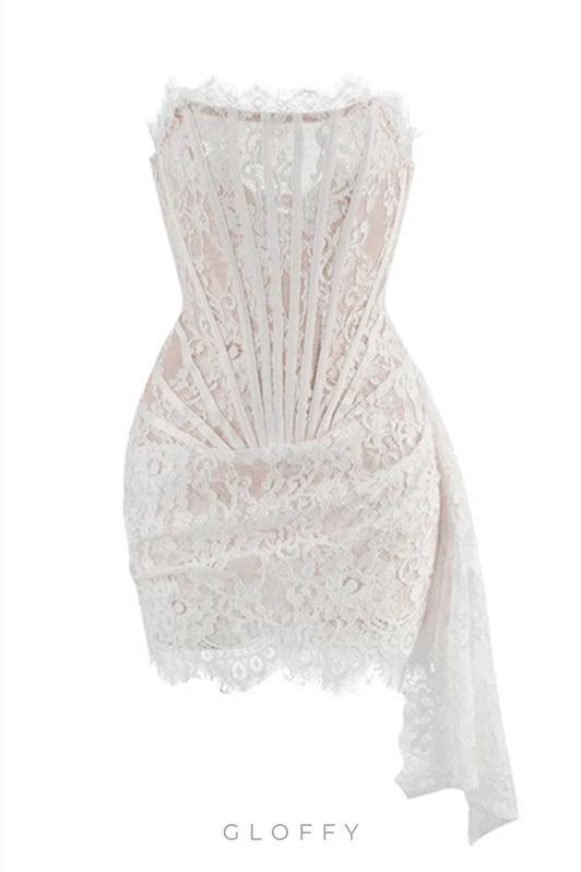 Venus Straplez Dantel Korse Mini Elbise