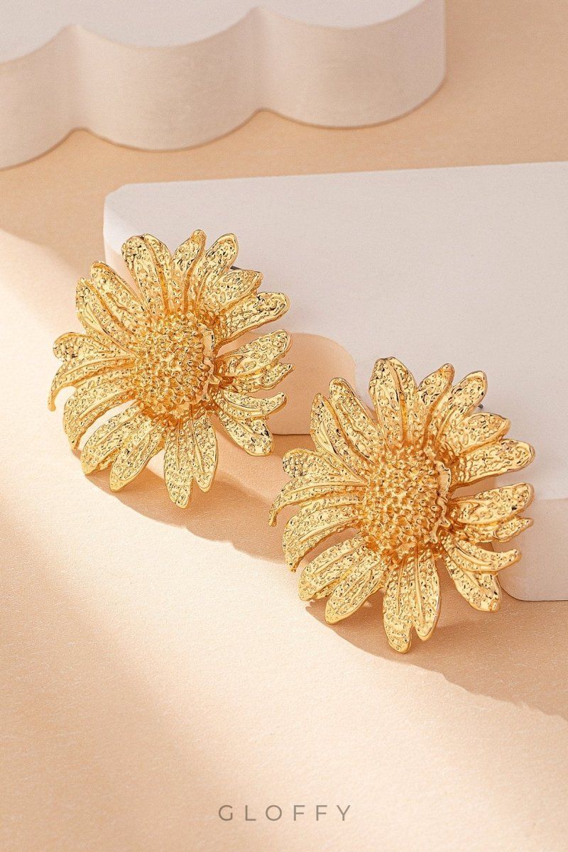 Vintage Ayçiçeği Damla Küpeler