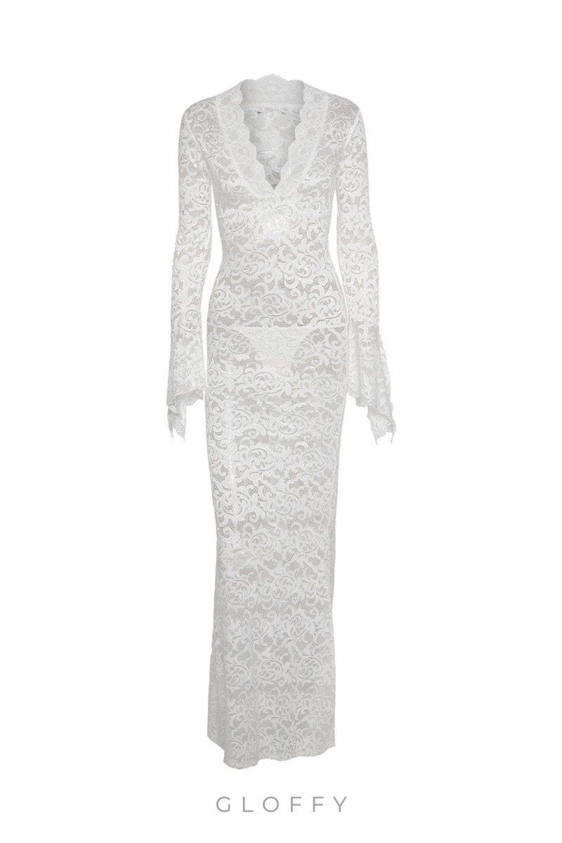 Virginia Şeffaf Dantel Denizkızı Uzun Elbise